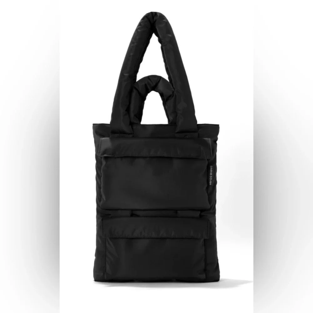 Dagne Dover Jemi quilted tote bag- NWOT black- back sleeve for luggage